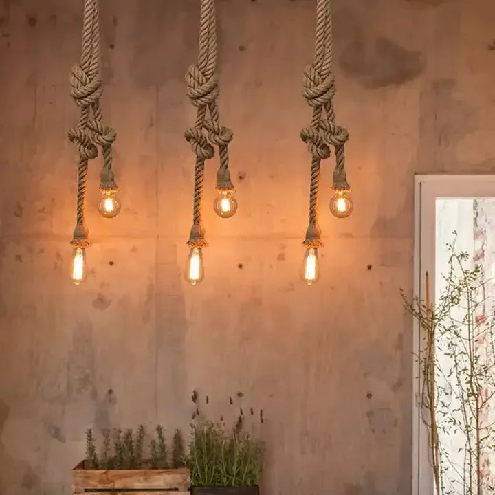 Rope Lamp Creative Country Edison Bulb Chandelier