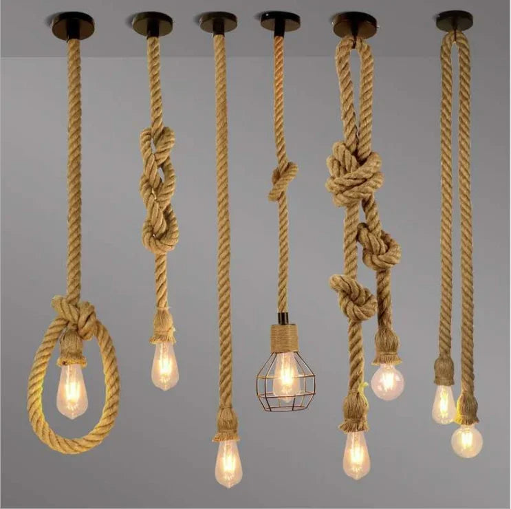 Rope Lamp Creative Country Edison Bulb Chandelier